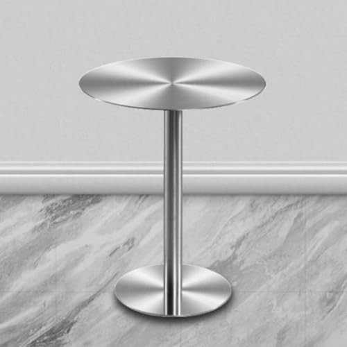 MARIYCH Runder, hoher Pub-Bistrotisch für Partys, Frühstücks-Esstisch mit Theke, Snack-Schreibtisch aus Edelstahl für Sofas, Silber (50 x 50 x 75 cm) von MARIYCH