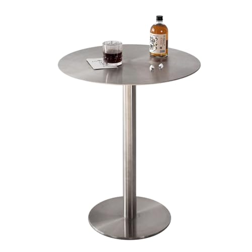 MARIYCH Runder Cocktail-Bistro-Kneipentisch, freistehender Frühstückstisch, Kaffee-Besprechungstisch aus Edelstahl zum Essen, Arbeiten, Studieren, Beistelltische für das Wohnzimmer (60 x 60 x 105 cm) von MARIYCH