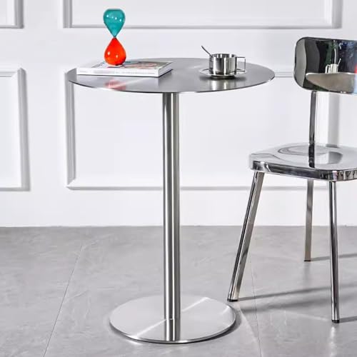 MARIYCH Runder Stehtisch, Stehtisch aus Edelstahl, Esstisch in Barthekenhöhe, hoher Cocktail-Bistrotisch, Frühstücks-Kneipentisch, Kleiner Couchtisch (60 x 60 x 75 cm) von MARIYCH