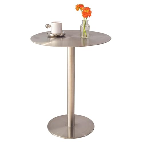 MARIYCH Runder Stehtisch für Kneipen, Cocktail-Bistrotisch aus Edelstahl, Frühstücksbartisch, Küchentisch, Esstisch in Thekenhöhe, hoher Beistelltisch (60 x 60 x 75 cm) von MARIYCH