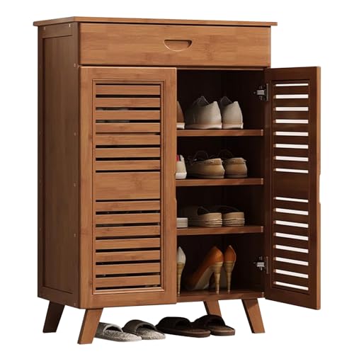 MARIYCH Schuhschrank aus Massivholz, multifunktionaler Schuhschrank mit Türen, Schublade und verstellbaren Regalen, für den Flurschrank im Eingangsbereich von MARIYCH