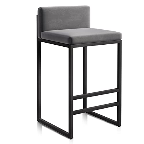 Moderne Barhocker aus Samt mit Rückenlehne, 25,6 Zoll hohe Barstühle in Thekenhöhe mit Fußstütze, gepolsterter Stuhl für Bar, Esszimmer, Kücheninsel, 1 Stück, Grau Moderne Barhocker aus Samt mit Rückenlehne, 25,6 Zoll hohe Barstühle in Thekenhöhe mit Fußstütze, gepolsterter Stuhl für Bar, Esszimmer, Kücheninsel, 1 Stück, Grau von MARIYCH