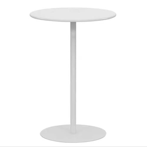 Weißer Bistrotisch in Barhöhe, runder Cocktailtisch mit Metallfuß, runder hoher Thekentisch in Barhöhe für Küche, Zuhause (40 x 40 x 50 cm) von MARIYCH
