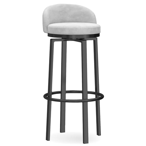 Weißer Thekenhocker aus Samt, 1er-Set mit Rückenlehne, Küchendrehhocker mit Fußstütze und Metallbeinen für Kücheninsel, Bar, Pub, Café, 25,6 Zoll Weißer Thekenhocker aus Samt, 1er-Set mit Rückenlehne, Küchendrehhocker mit Fußstütze und Metallbeinen für Kücheninsel, Bar, Pub, Café, 25,6 Zoll von MARIYCH