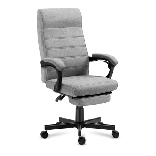 MARK ADLER Boss 4.4 Grey | Ergonomischer Bürostuhl Drehsessel Chefsessel | mit Fußstütze | 90-140° Neigungswinkel | Höhenverstellbar | bis 130 kg belastbar | Homeoffice Büro | Stoff | Grau von MARK ADLER