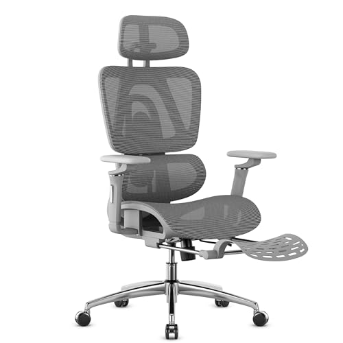 MARK ADLER Expert 7.9 Grey | Ergonomisch Schreibtischstuhl Bürostuhl Drehsessel | 3-stufig Verstellbarer Rückenlehne | Fußstütze | Sitztiefe einstellen | Verstellbare Kopfstütze Armlehnen | Grau von MARK ADLER