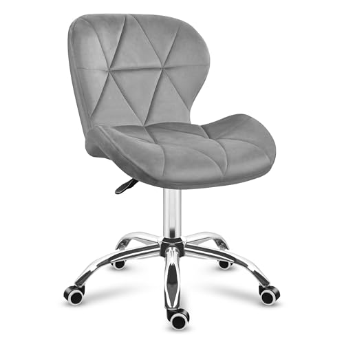 MARK ADLER Future 3.0 | Drehstuhl Bürostuhl Stuhl Schreibtischstuhl Polsterstuhl | Höhenverstellbar bis 130 kg belastbar Atmungsaktiver Samt Velours | Homeoffice Arbeitszimmer Schminktisch | Grau von MARK ADLER