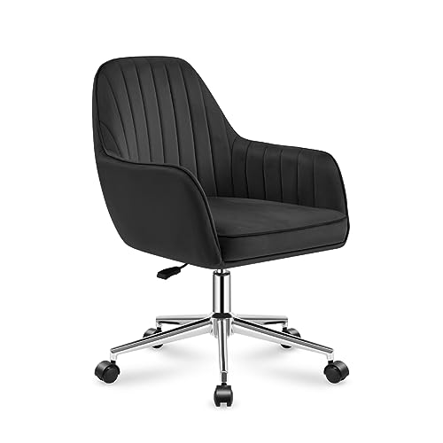 MARK ADLER Future 5.2 Black | Drehstuhl Bürostuhl Stuhl Schreibtischstuhl Armlehne | höhenverstellbar bis 130 kg belastbar | Atmungsaktiver Samt Stoff | Homeoffice Arbeitszimmer Schlafzimmer | Schwarz von MARK ADLER