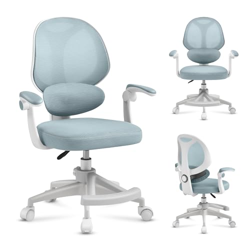 MARK ADLER Junior 4.5 | Ergonomischer Drehstuhl für Kinder & Jugendliche | Höhenverstellbar | Lordosenstütze | Klappbare Armlehnen | Schwerkraftrollen | Fußstütze | 360° Drehung | Mint von MARK ADLER