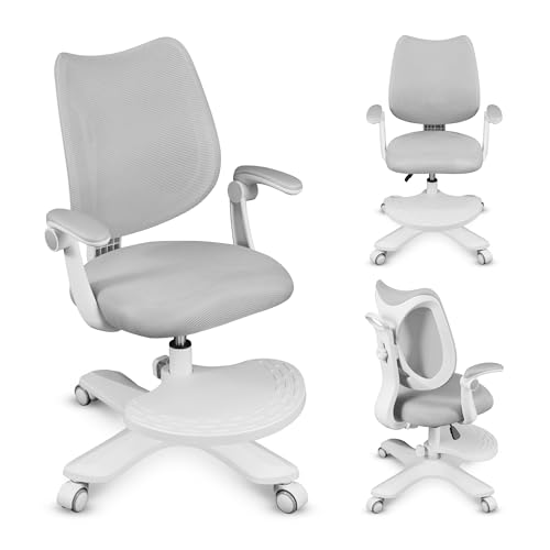 MARK ADLER Junior 4.6 | Ergonomischer Kinderstuhl Schreibtischstuhl Drehstuhl | Höhenverstellbar | Rückenlehne verstellbar | 360° Drehung | Armlehnen klappbar | Schwerkraftrollen | Fußstütze | Grau von MARK ADLER