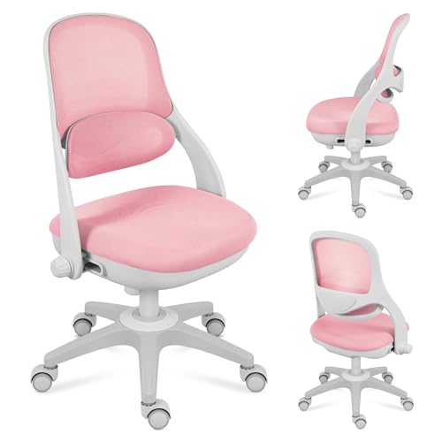 MARK ADLER Junior 4.7 Pink | Ergonomischer Kinderstuhl Drehstuhl Schreibtischstuhl | Höhenverstellbar | Rückenlehne mit Lendenstütze | Blockierbare Rollen | Für Kinder 90–160 cm | 1 Stück | Rosa von MARK ADLER