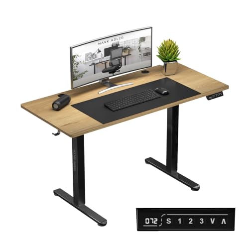 MARK ADLER Leader 7.0 | Gaming Tisch Elektrisch Computertisch Bürotisch Schreibtisch Stehtisch 120 x 60 cm Höhenverstellbarer | 3 Memory-Steuerung Memoboard | Schwarz Gestell Eiche Tischplatte von MARK ADLER