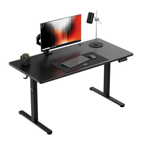 MARK ADLER Leader 7.3 Elektrisch höhenverstellbarer Schreibtisch | 140x70 cm Tischplatte | leiser Motor 50 kg | Kabelmanagement | ErgoHub Flex LED Panel | Metallgestell | verstellbare Füße | Schwarz von MARK ADLER