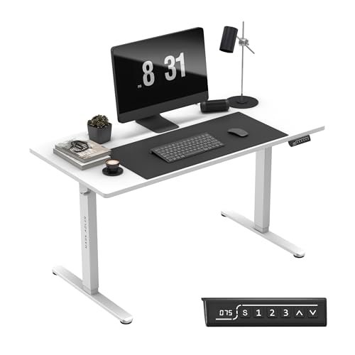 MARK ADLER Leader 7.4 White | Höhenverstellbarer Schreibtisch Stehpult Stehschreibtisch | 140x70cm | 3 Memory-Steuerung | Touchscreen | Kabeldurchführung | Kopfhörerhaken Getränkehalter | Weiß von MARK ADLER
