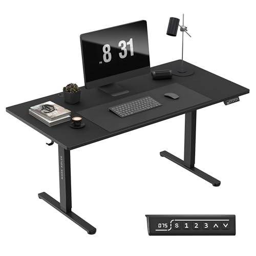 MARK ADLER Leader 7.6 Black | Höhenverstellbarer Schreibtisch Stehpult Stehschreibtisch | 160x80cm | 3 Memory-Steuerung | Touchscreen | Kabeldurchführung | Kopfhörerhaken Getränkehalter | Schwarz von MARK ADLER