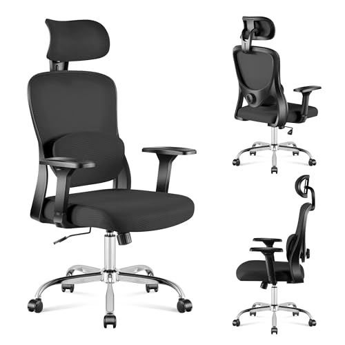 MARK ADLER Manager 3.2 | Ergonomischer Bürostuhl | Drehstuhl mit Lendenstütze & Kopfstütze | Höhenverstellbar | Softflex Wippmechanismus | Mesh HD | Atmungsaktiv | Belastbar bis 130 kg | Schwarz von MARK ADLER