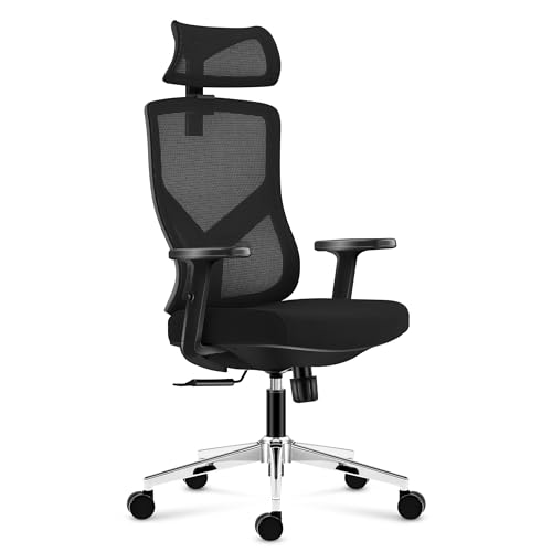 MARK ADLER Manager 3.3 Black | Ergonomischer Bürostuhl Drehsessel Chefsessel | 130 kg belastbar | Höhenverstellbar | Verstellbare Armlehnen Rückenlehne Kopfstütze | Stoff | Homeoffice Büro | Schwarz von MARK ADLER