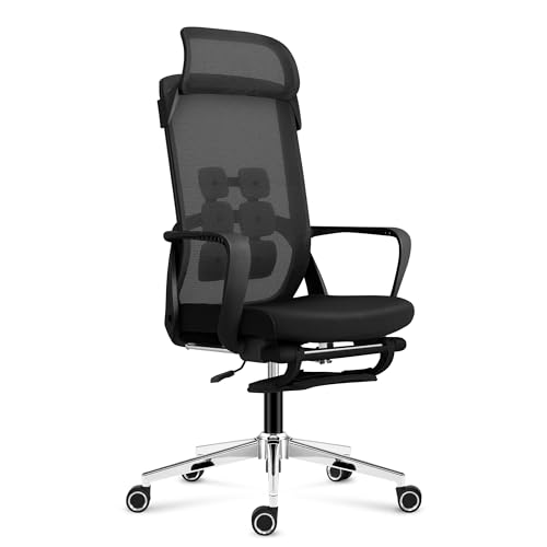 MARK ADLER Manager 3.6 Black | Ergonomischer Bürostuhl Drehsessel | Abnehmbare Kopfstütze als Lordosenstütze | 130 kg belastbar | Verstellbare Fußstütze Rückenlehne | Homeoffice | Stoff | Schwarz von MARK ADLER