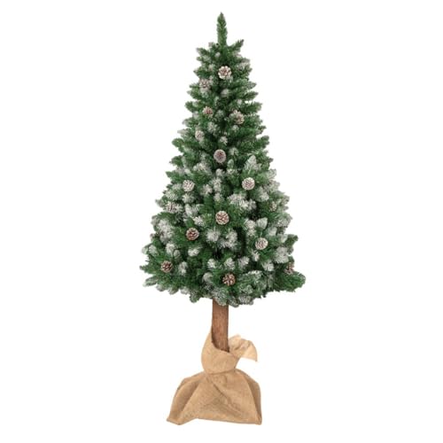 MARK ADLER Xmas 1.0 | Weihnachtsbaum auf einem Stamm Künstlicher Christbaum | mit Schnee und Zapfen | Höhe 180cm | behandelter Holzstamm | dicht bestückten Zweigen | Material PVC | Grün von MARK ADLER