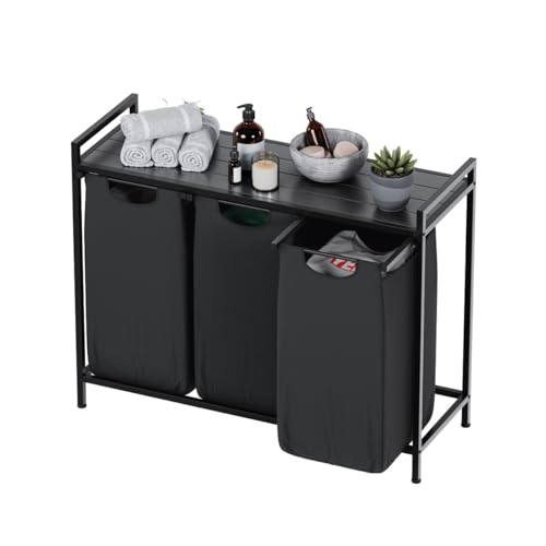 Mark Adler Tidy 3.0 | Wäschekorb mit 3 Fächern & Ablage | Wäschesortierer | Wäschebox | Wäschebehälter mit herausnehmbaren Taschen | Metallgestell | Oxford-Gewebe von MARK ADLER