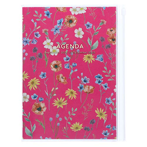 MARK'S 2021/2022 Taschenkalender A5 vertikal, Flower Pattern, Magenta: Von September 2021 bis Dezember 2022 von MARK'S(マークス)