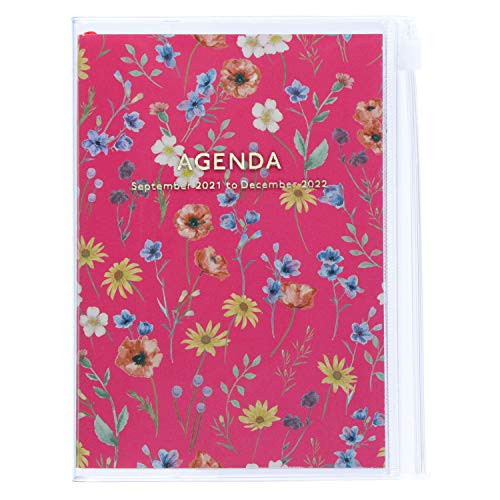 MARK'S 2021/2022 Taschenkalender A6 vertikal, Flower Pattern // Magenta: Von September 2021 bis Dezember 2022 von MARK'S(マークス)