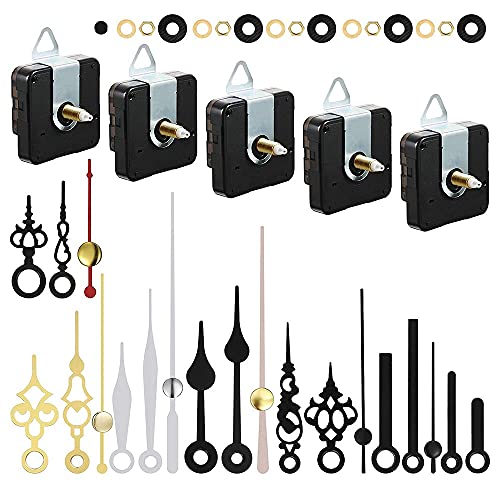 MARKELL 5-teiliges Set mit mechanischen Uhrwerken, leise, Quarz, Basteln, Wanduhr mit 7 verschiedenen Paaren, Ersatzset für Uhrzeiger von MARKELL
