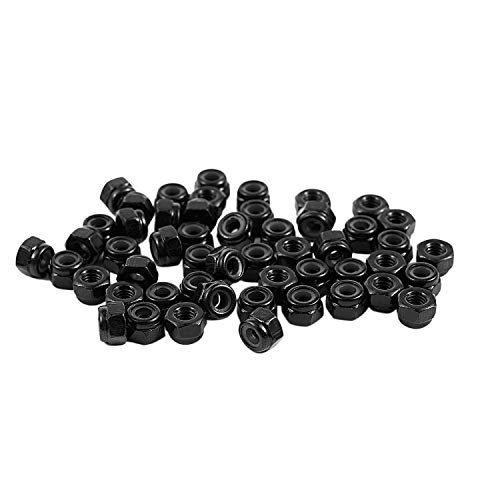 MARKELL 50 Stueck M2.5 x 0.45 mm verzinktes Nylon Einsatz Sechskantmuttern Schwarz von MARKELL