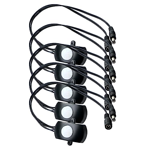 MARKELL Bewegungssensorschalter, Mini Infrarot-Sensor PIR DC 6 V 12 V 24 V 5 A PIR für LED-Streifen (schwarz) von MARKELL