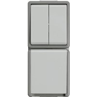 Aufputz-Serienschalter-Kombination Steckdose mit Klappdeckel - 151 x 66 x 54 mm von MARKENARTIKEL