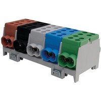 Hauptleitungs-Abzweigklemme 1x braun, schwarz, grau, blau, grün 8x Eingang 35 mm² / 14x Ausgang 25 mm² Hauptleitungs-Abzweigklemme 1x braun, schwarz, grau, blau, grün 8x Eingang 35 mm² / 14x Ausgang 25 mm² von MARKENARTIKEL