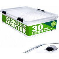 Aufbewahrungsbox transparent Stapelbox Ordnungsbox 30L 60L Deckel aufklappbar stapelbar Rollen bpa frei lebensmittelecht Box 30L - Deuba von Deuba