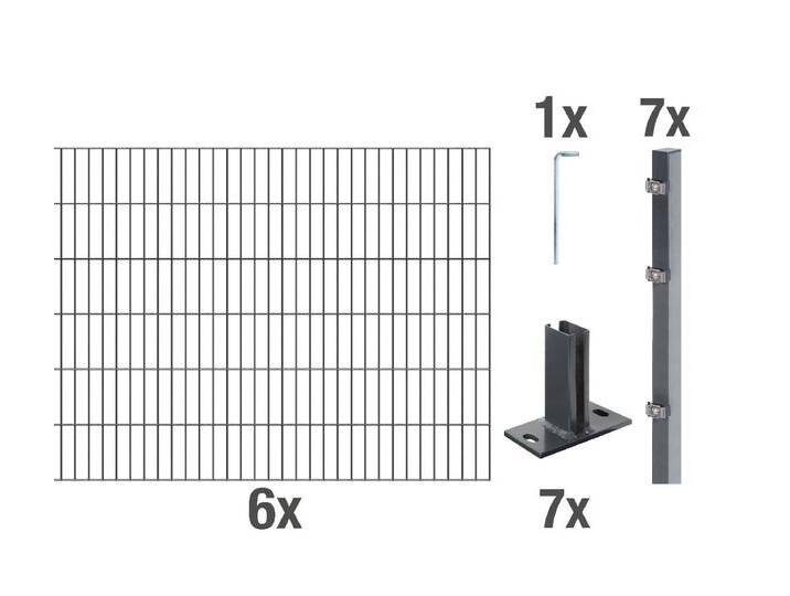 Alberts Komplettset Doppelstabmattenzaun in Anthrazit mit von MARKENBAUMARKT24