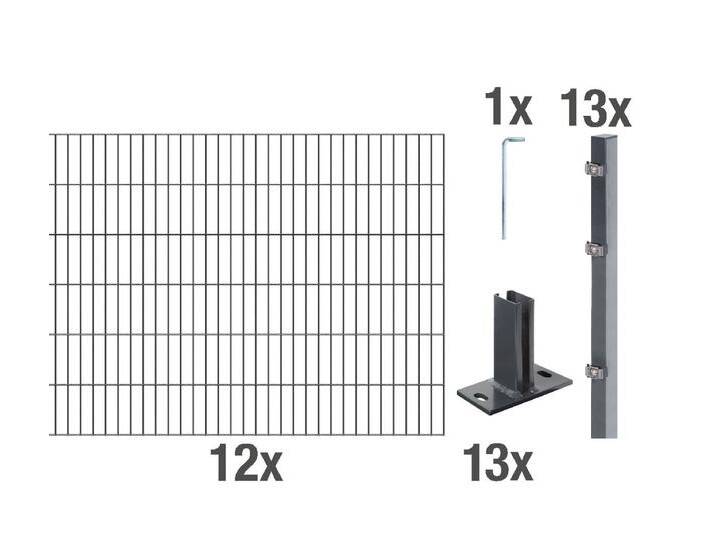 Alberts Komplettset Doppelstabmattenzaun in Anthrazit mit Alberts Komplettset Doppelstabmattenzaun in Anthrazit mit von MARKENBAUMARKT24