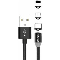 Kaku 3in1 usb Schnell Ladekabel Datenkabel Micro usb c Typ-C Kabel Stecker 3A 1M Schwarz von MARKENLOS