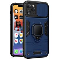 Markenlos - Handy Hülle mit Kameraschutz Panzerhülle Stoßfest Bumper Cover Outdoor Hülle mit Ring Magnet Halter kompatibel mit iPhone 13 Pro blau von MARKENLOS