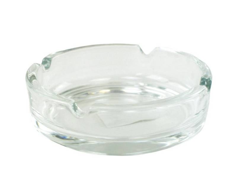 Jean Products Aschenbecher Tischaschenbecher ca. 10,5 x 3,5 cm Glasaschenbecher transparent rund, mit 4 Einsenkungen von Jean Products