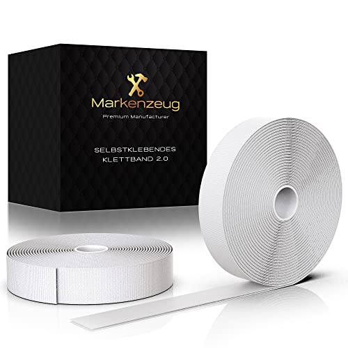 MARKENZEUG Premium Klettband selbstklebend I 8m Doppelseitiges Klebeband mit Klettverschluss I Extra-starkes selbstklebendes Montageband I 2cm breit I Verbessertes Konzept 2023 I weiß MARKENZEUG Premium Klettband selbstklebend I 8m Doppelseitiges Klebeband mit Klettverschluss I Extra-starkes selbstklebendes Montageband I 2cm breit I Verbessertes Konzept 2023 I weiß von MARKENZEUG
