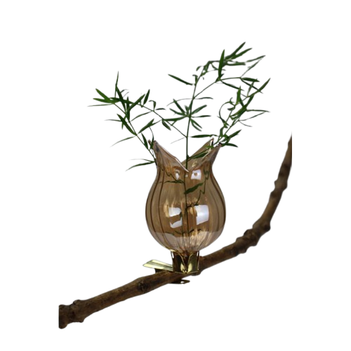 Deko Blütenvase Glas Metall Gold mit Clip 4x4x6cm Vasen + Kerzenständer von MARKT35G