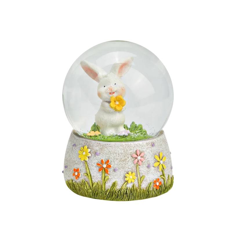 Deko Schneekugel HASE MIT BLUME Glas Polyresin Gelb 7x7x9cm Gelb Frühjahr/Sommer von MARKT35G