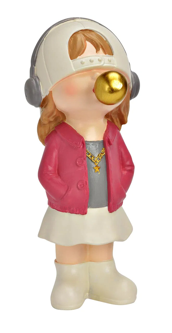 Dekofigur KIND MIT KAUGUMMIBLASE Polyresin Mädchen 8x8x18cm Mädchen Dekofiguren von MARKT35G