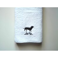 Dackel Besticktes Hundetuch Personalisiertes Baumwolle Haustier Name von MARLEstore