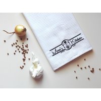 Monogrammiert Waffel Geschirrtuch Vintage Leinen Geschirrtuch von MARLEstore