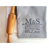 Personalisiertes Besticktes Küchentuch Mit Waffel Baumwoll-Leinen-Mischung von MARLEstore