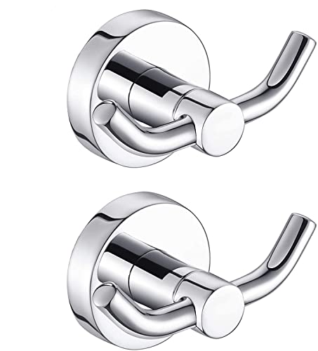 MARMOLUX ACC - 2er Packung - Chrom Badezimmerhaken für Handtücher | Modernes Doppelhandtuchhaken-Design, ideal für die Verwendung als Bademantel- und Handtuchhaken, Duschwandhaken oder Küchenhaken. von MARMOLUX ACC
