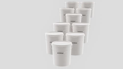 MARMOS-PLAST 10 x 20 Liter Eimer Set Weiß Kunststoffeimer mit Deckel stapelbarer Milch-/Vorratseimer Honigeimer Behälter Lebensmittelfreigabe Lebensmittelechte Leereimer für Mehl Wassereimer MARMOS-PLAST 10 x 20 Liter Eimer Set Weiß Kunststoffeimer mit Deckel stapelbarer Milch-/Vorratseimer Honigeimer Behälter Lebensmittelfreigabe Lebensmittelechte Leereimer für Mehl Wassereimer von MARMOS-PLAST