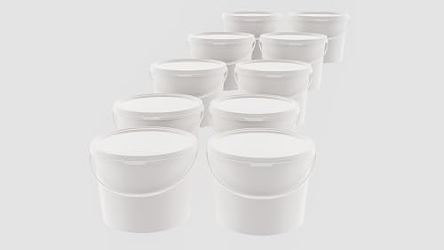 MARMOS-PLAST 10 x 3 Liter Eimer Set Weiß Kunststoffeimer mit Deckel stapelbarer Milch-/Vorratseimer Honigeimer Behälter Lebensmittelfreigabe Lebensmittelechte Leereimer für Mehl Wassereimer MARMOS-PLAST 10 x 3 Liter Eimer Set Weiß Kunststoffeimer mit Deckel stapelbarer Milch-/Vorratseimer Honigeimer Behälter Lebensmittelfreigabe Lebensmittelechte Leereimer für Mehl Wassereimer von MARMOS-PLAST