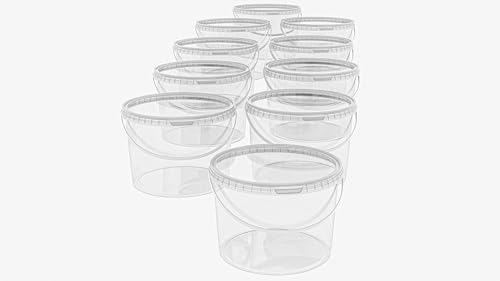 MARMOS-PLAST 10 x 5 Liter Eimer Set transparenter Kunststoffeimer mit Deckel stapelbarer Milch-/Vorratseimer Honigeimer Behälter Lebensmittelfreigabe Lebensmittelechte Leereimer für Mehl Wassereimer von MARMOS-PLAST