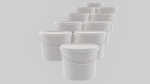 MARMOS-PLAST 100 x 5 Liter Eimer Set Weiß Kunststoffeimer mit Deckel stapelbarer Milch-/Vorratseimer Honigeimer Behälter Lebensmittelfreigabe Lebensmittelechte Leereimer für Mehl Wassereimer MARMOS-PLAST 100 x 5 Liter Eimer Set Weiß Kunststoffeimer mit Deckel stapelbarer Milch-/Vorratseimer Honigeimer Behälter Lebensmittelfreigabe Lebensmittelechte Leereimer für Mehl Wassereimer von MARMOS-PLAST