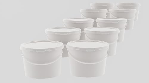 MARMOS-PLAST 20 x 10 Liter Eimer Set Weiß Kunststoffeimer mit Deckel stapelbarer Milch-/Vorratseimer Honigeimer Behälter Lebensmittelfreigabe Lebensmittelechte Leereimer für Mehl Wassereimer MARMOS-PLAST 20 x 10 Liter Eimer Set Weiß Kunststoffeimer mit Deckel stapelbarer Milch-/Vorratseimer Honigeimer Behälter Lebensmittelfreigabe Lebensmittelechte Leereimer für Mehl Wassereimer von MARMOS-PLAST